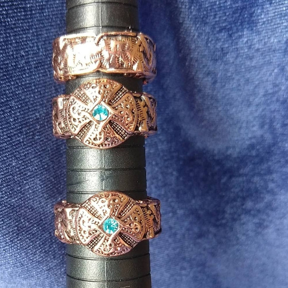 Copper Celtic Blue Gem Unisex Ring size 8.5 new old stock fashion jewelry - Picture 9 of 16